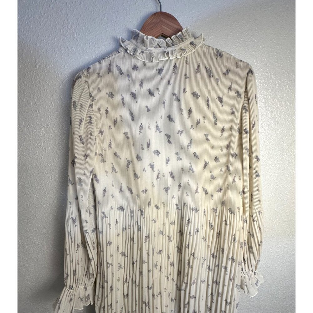 GANNI Pleated Georgette Midi Dress Sz 36/M Feminine Whimsical Cottagecore - Picture 8 of 16